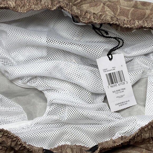Coach Signature Logo Swim Shorts • Size S • Tan • Mesh-Lined Trunks - Picture 4 of 9